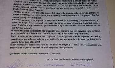 “Necesitamos dejar en claro que todos los Productores de Jáchal nos oponemos a que se lleve a cabo el Proyecto Josemaría, Filo del Sol y nuevos proyectos mineros”