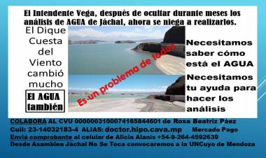 Asamblea Jáchal no se toca: El intendente Miguel Ángel Vega NO QUIERE hacer los análisis del agua de Jáchal
