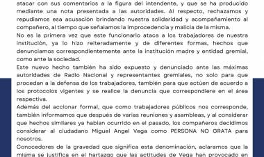 Ataque a la libertad de expresión por parte del Intendente de Jáchal: “Los compañeros decidimos considerar al ciudadano Miguel Ángel Vega como persona no grata para nosotros”