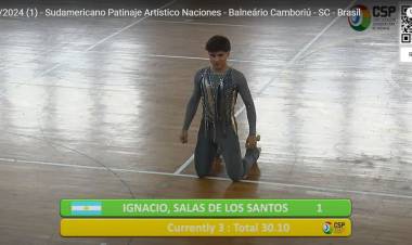 Sudamericano de Patinaje en Brasil: El bronce coronó una espectacular actuación de Ignacio Salas