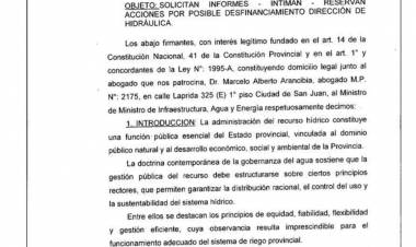 Productores agrícolas y presidentes de Juntas de Riego de San Juan, solicitaron informe al Ministerio de Infraestructura de la provincia