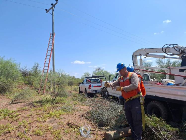 Luego del temporal en Caucete, DECSA realizó trabajos para sostener y restablecer el servicio eléctrico